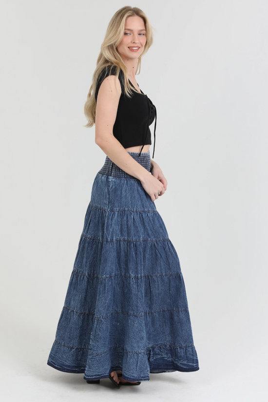 Angie A Line Skirt in Demin