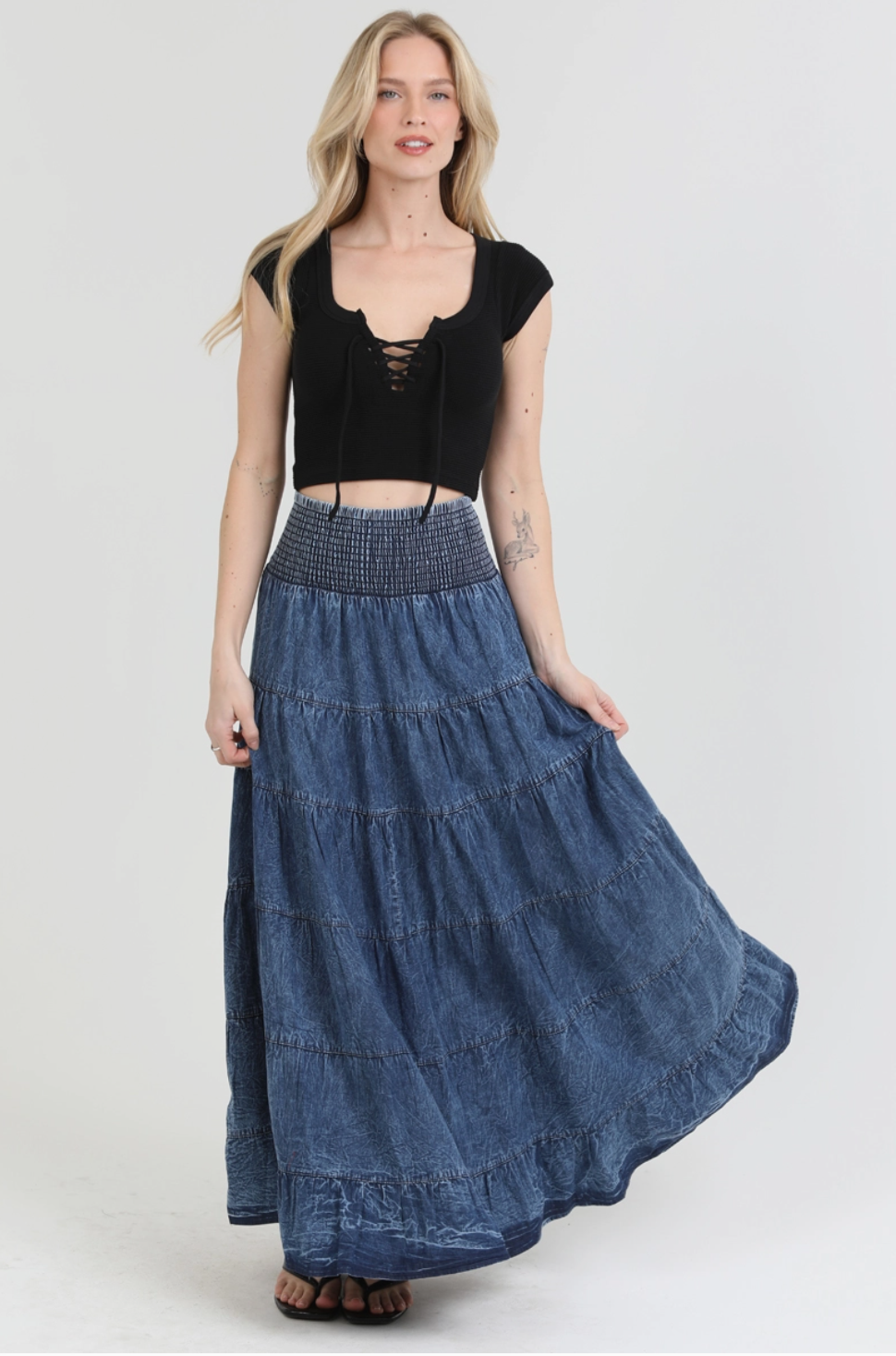 Angie A Line Skirt in Demin