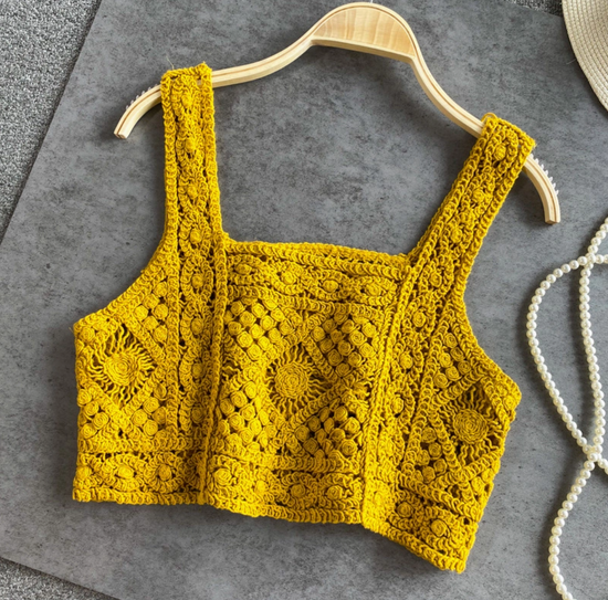 The Caitronia Crochet Top in Yellow