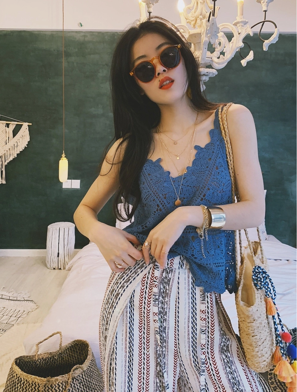 The Grier Halter Top in Blue