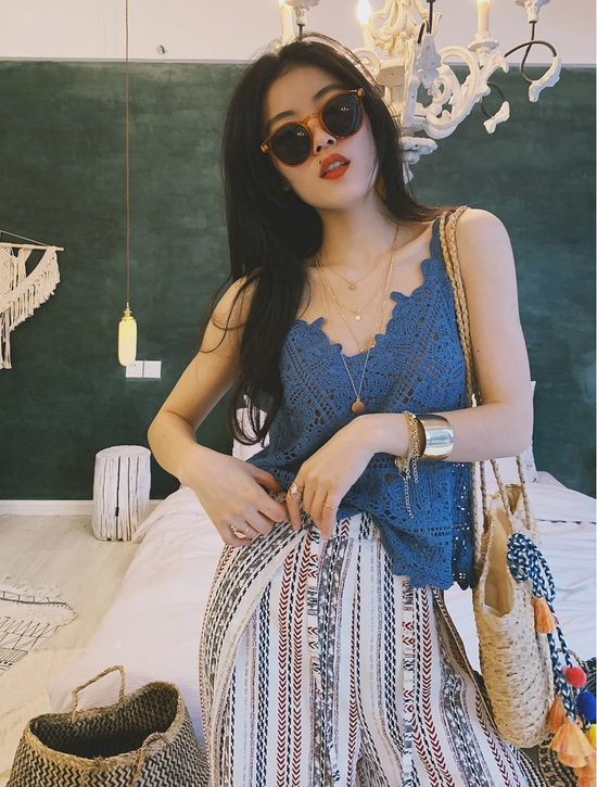 The Grier Halter Top in Blue