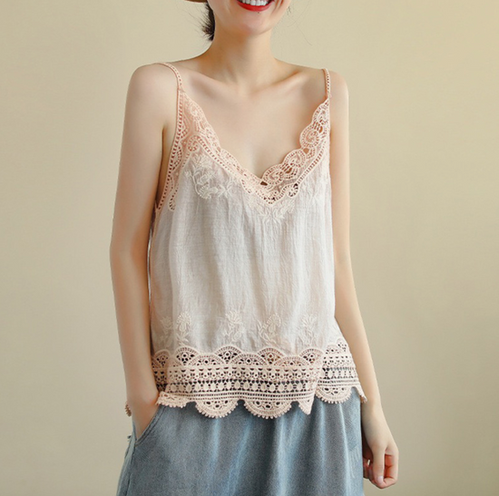 The Lulee Lace Cami in Beige