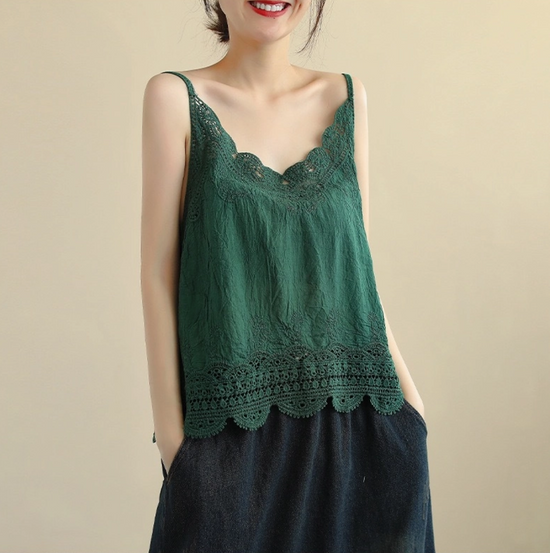 The Lulee Lace Cami in Green
