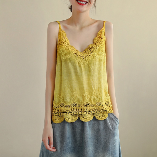 The Lulee Lace Cami in Yellow