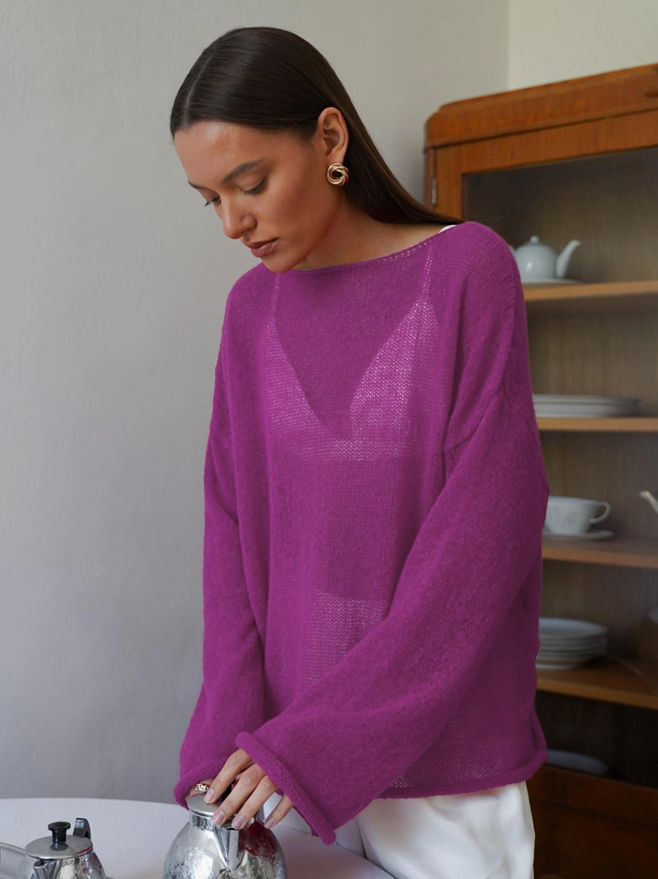 The Verity Bell Sleeve Shirt in Purple