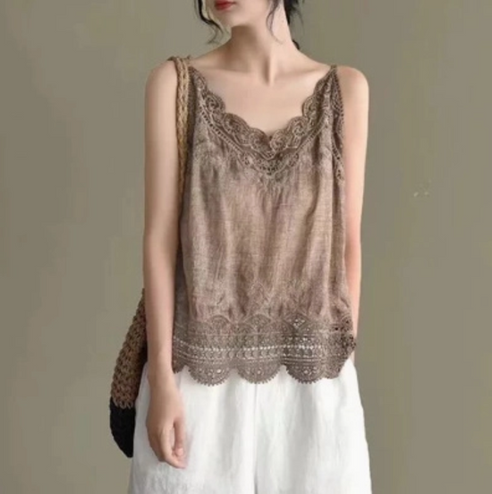 The Lulee Lace Cami in Coffee