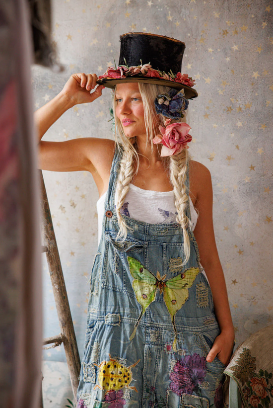 Benjamin Wide Leg Overalls in Washed Indigo