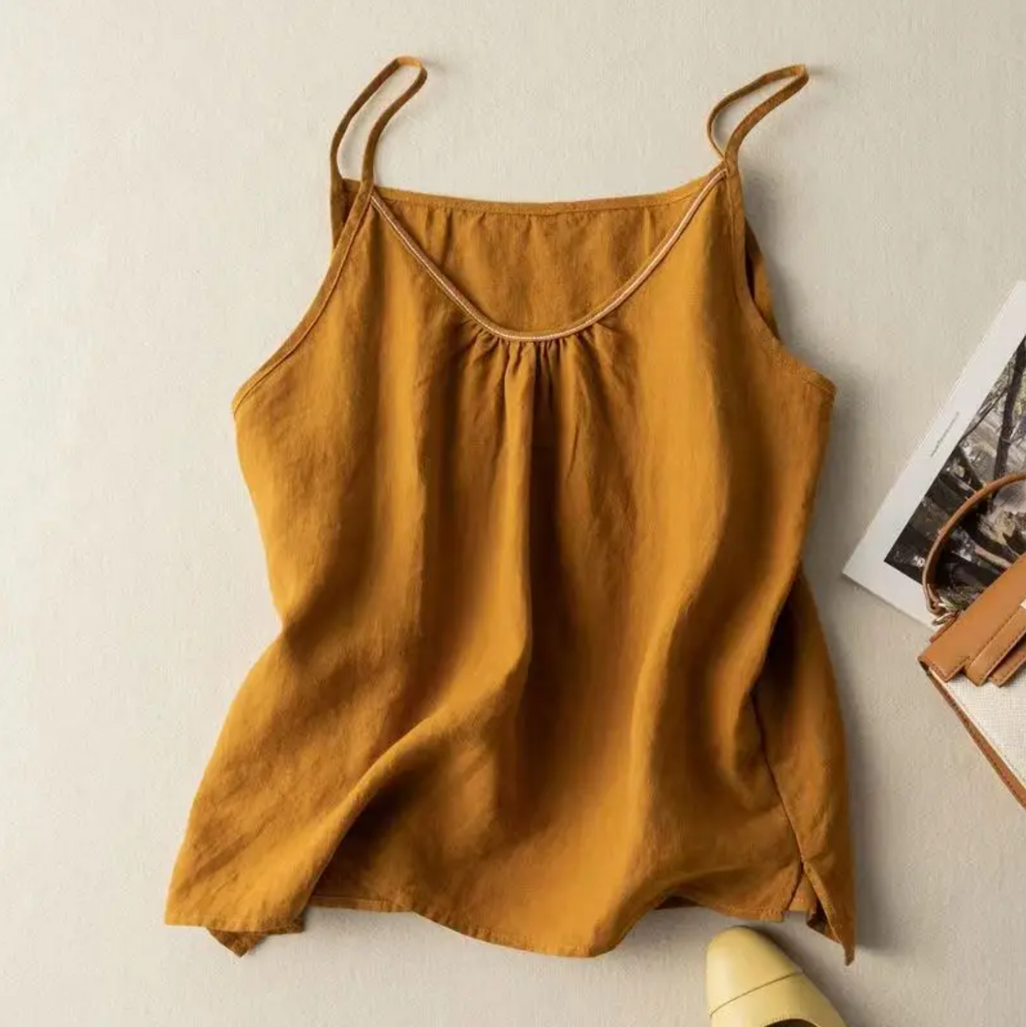 The Novalie Linen Cami in Ginger
