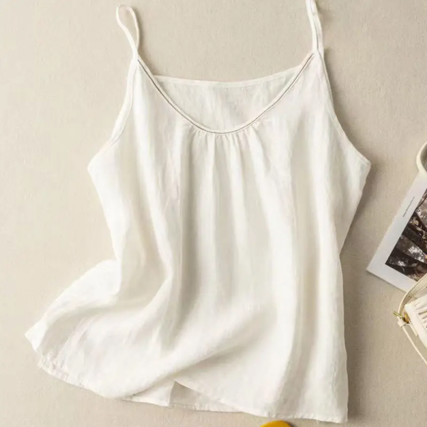 The Novalie Linen Cami in White