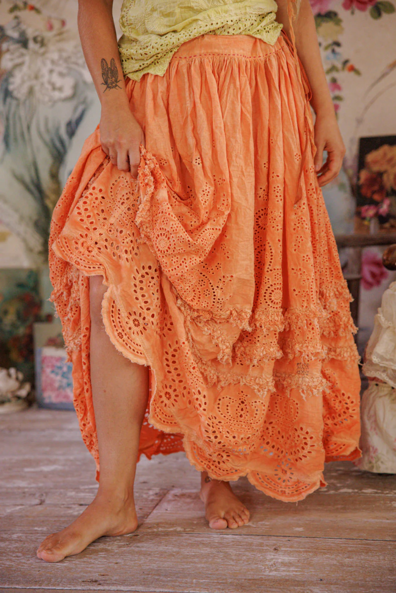Eyelet Skirt in Arancia