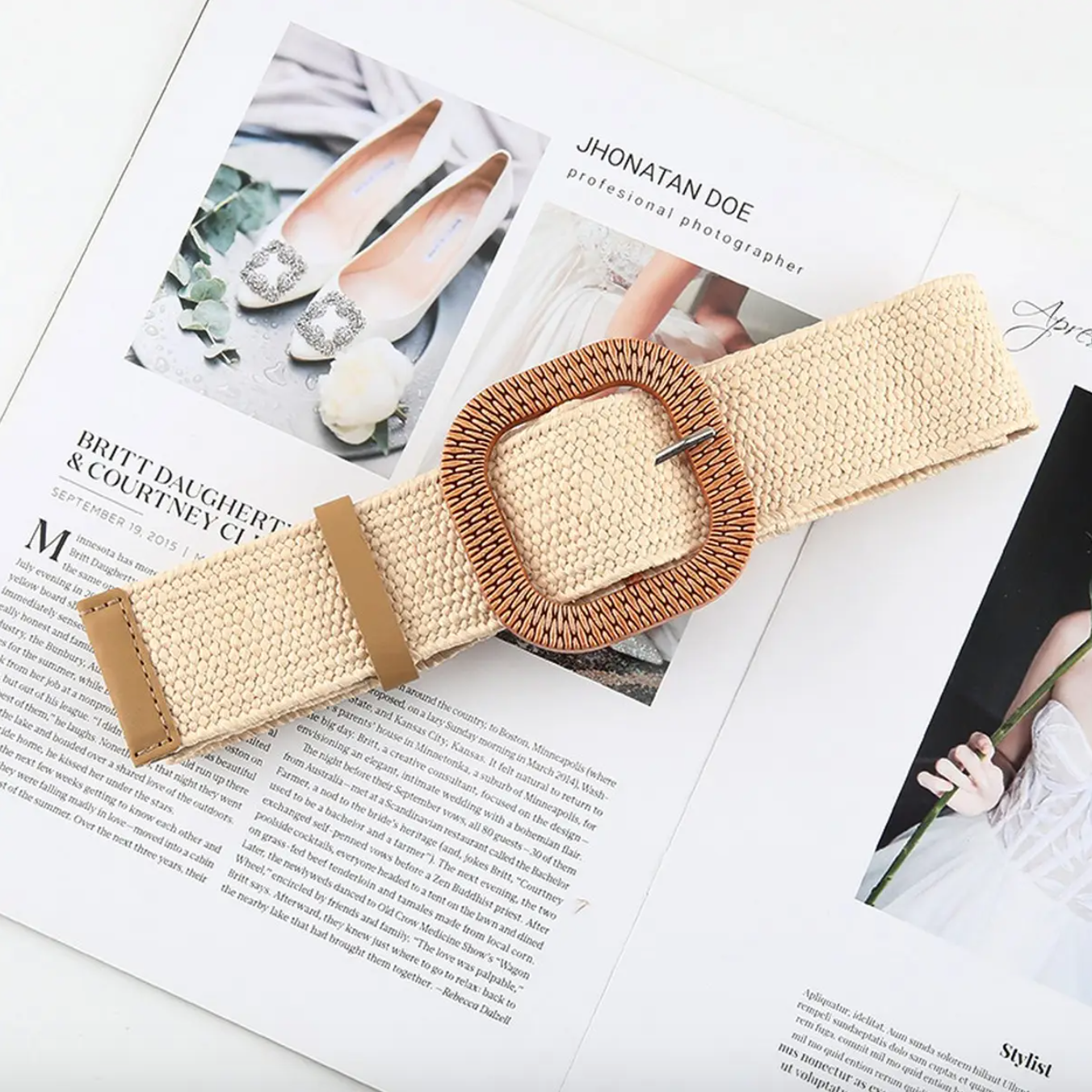 Vintage Stretch Belt in White