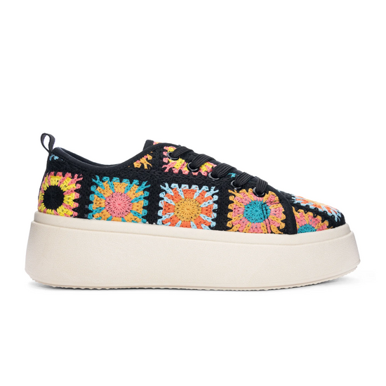 Rambling Crochet Sneaker in Black Multi