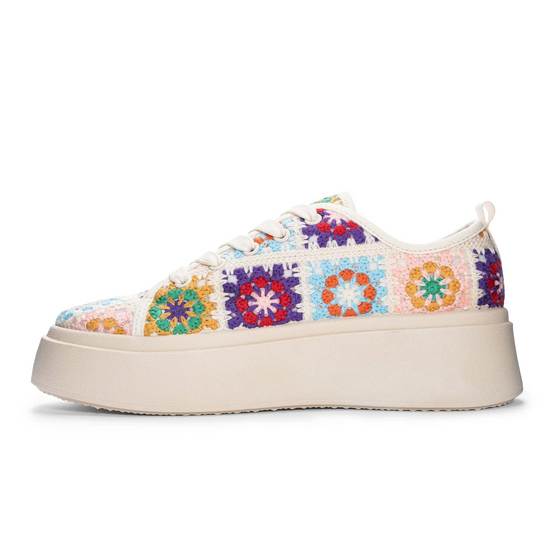 Rambling Crochet Sneaker in Cream Multi