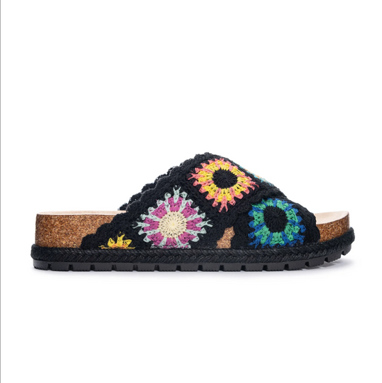 Tacoma Crochet Sandal in Black