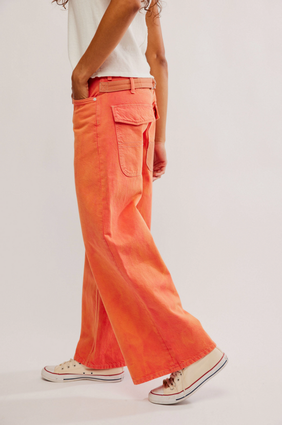 Final Sale Waterfalls Baggy Wide Leg Pants in Oklahoma Sun