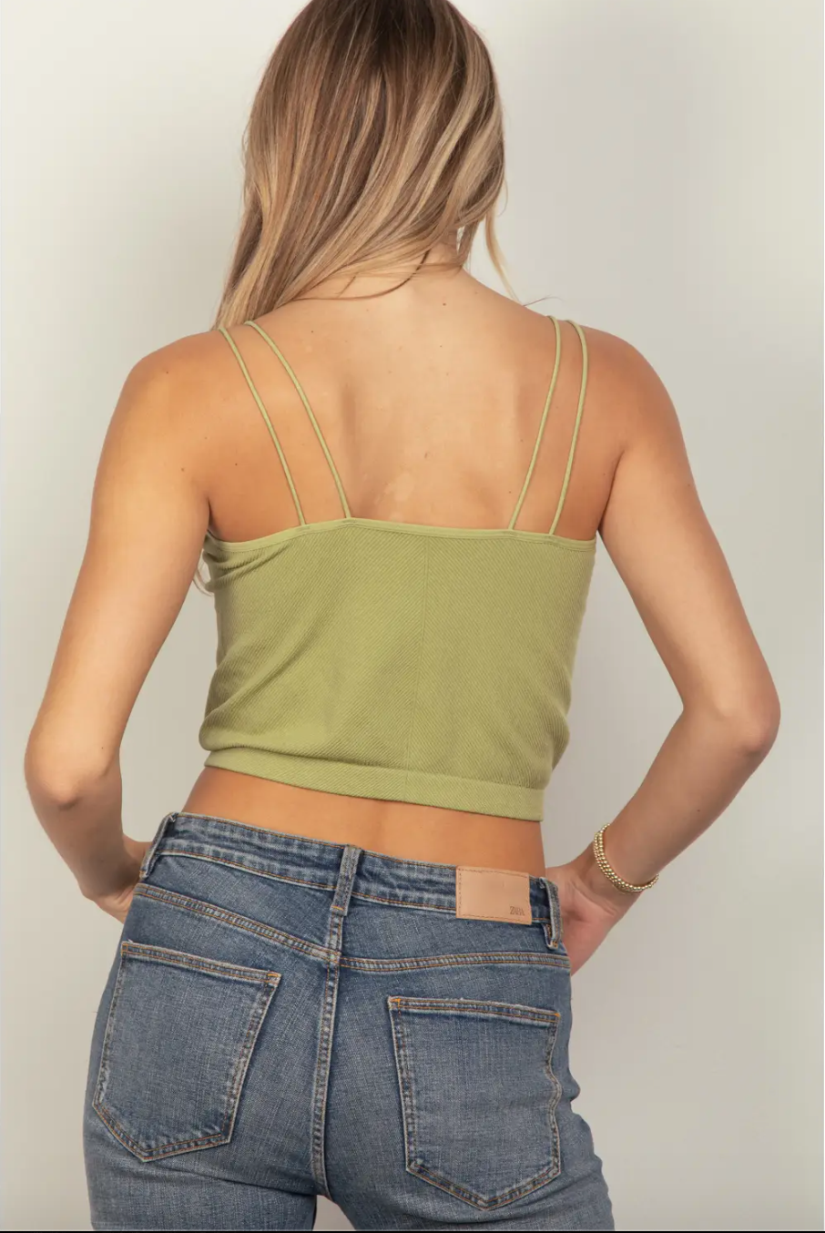 Soft Double Strap Tiny Tank in Sage