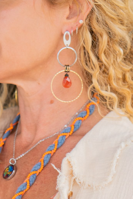 Oval Top 2 Earrings in Carnelian - SpiritedBoutiques Boho Hippie Boutique Style Earrings, Spirit Lala Boho