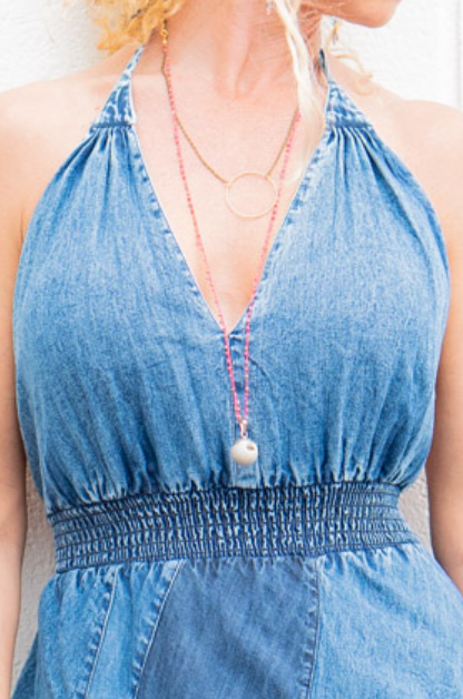 The Dahlia Druzy Necklace in Pink - SpiritedBoutiques Boho Hippie Boutique Style Necklace, Spirit Lala Boho