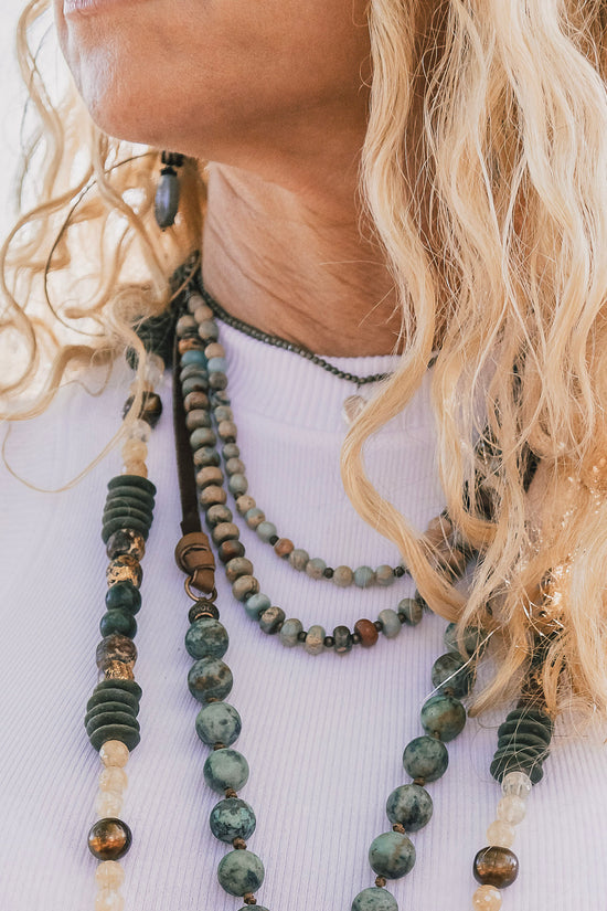 The Terry Amazonite Layering Necklace - SpiritedBoutiques Boho Hippie Boutique Style Necklace, Carol Sue