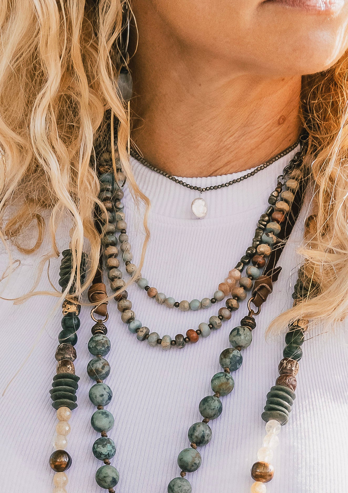 The Terry Amazonite Layering Necklace - SpiritedBoutiques Boho Hippie Boutique Style Necklace, Carol Sue