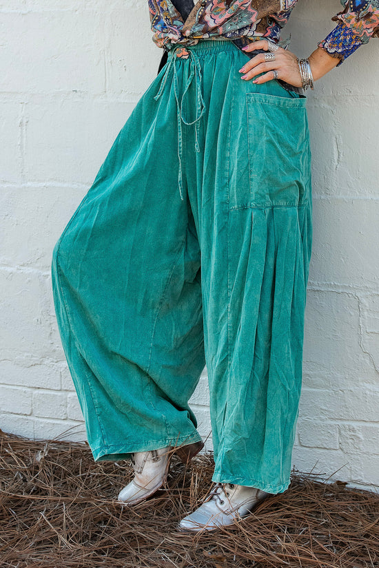 Kimmy Wide Pants in Green - SpiritedBoutiques Boho Hippie Boutique Style Pants, Oli & Hali