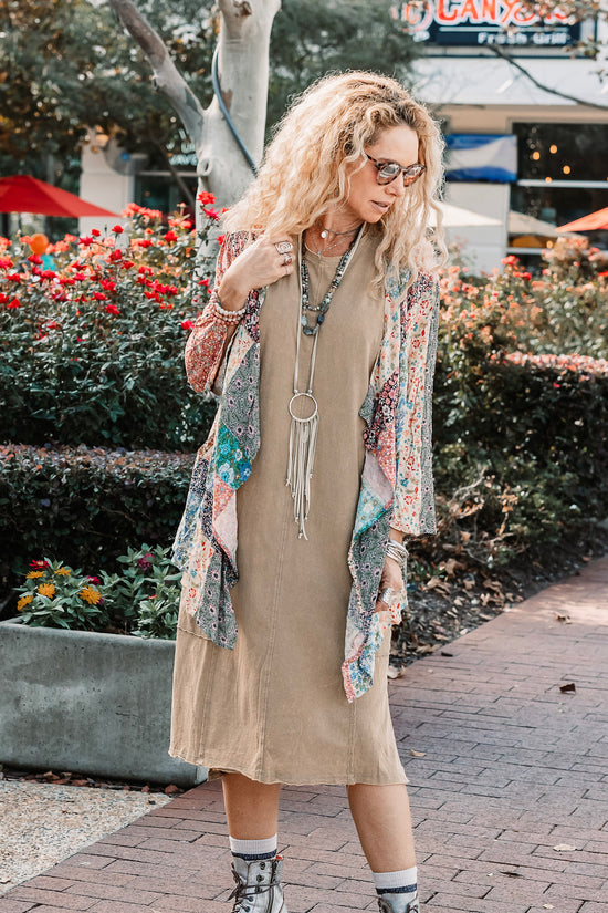 Franny Tunic Dress in Washed Sage - SpiritedBoutiques Boho Hippie Boutique Style Dress, Oli & Hali