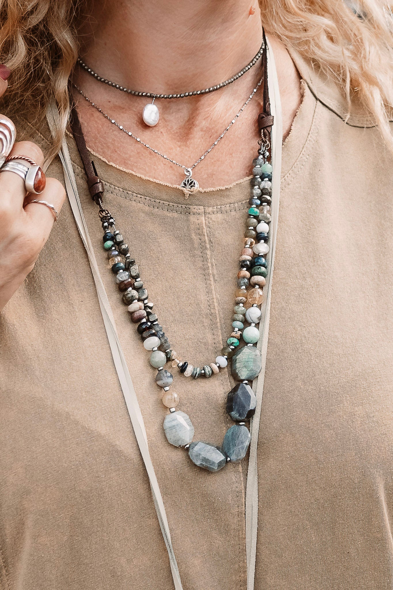 Jenny Multi Strand Beaded Necklace - SpiritedBoutiques Boho Hippie Boutique Style Necklace, Carol Sue