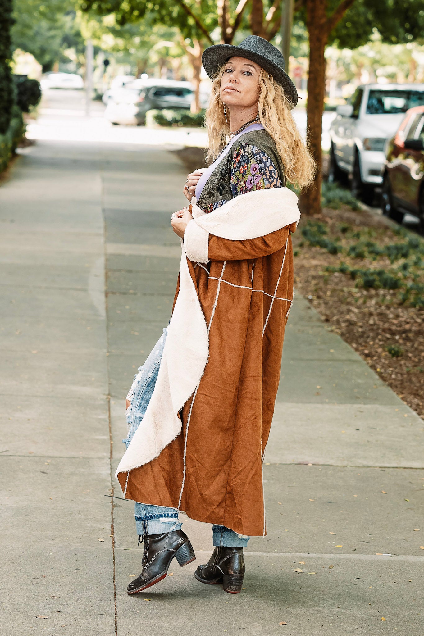 Load image into Gallery viewer, The Halle Suede Wrap Jacket in Camel - SpiritedBoutiques Boho Hippie Boutique Style Jacket, BIZ
