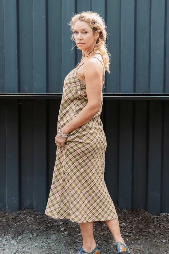 The Danni Slip-Dress in Olive - SpiritedBoutiques Boho Hippie Boutique Style Dress, BIZ