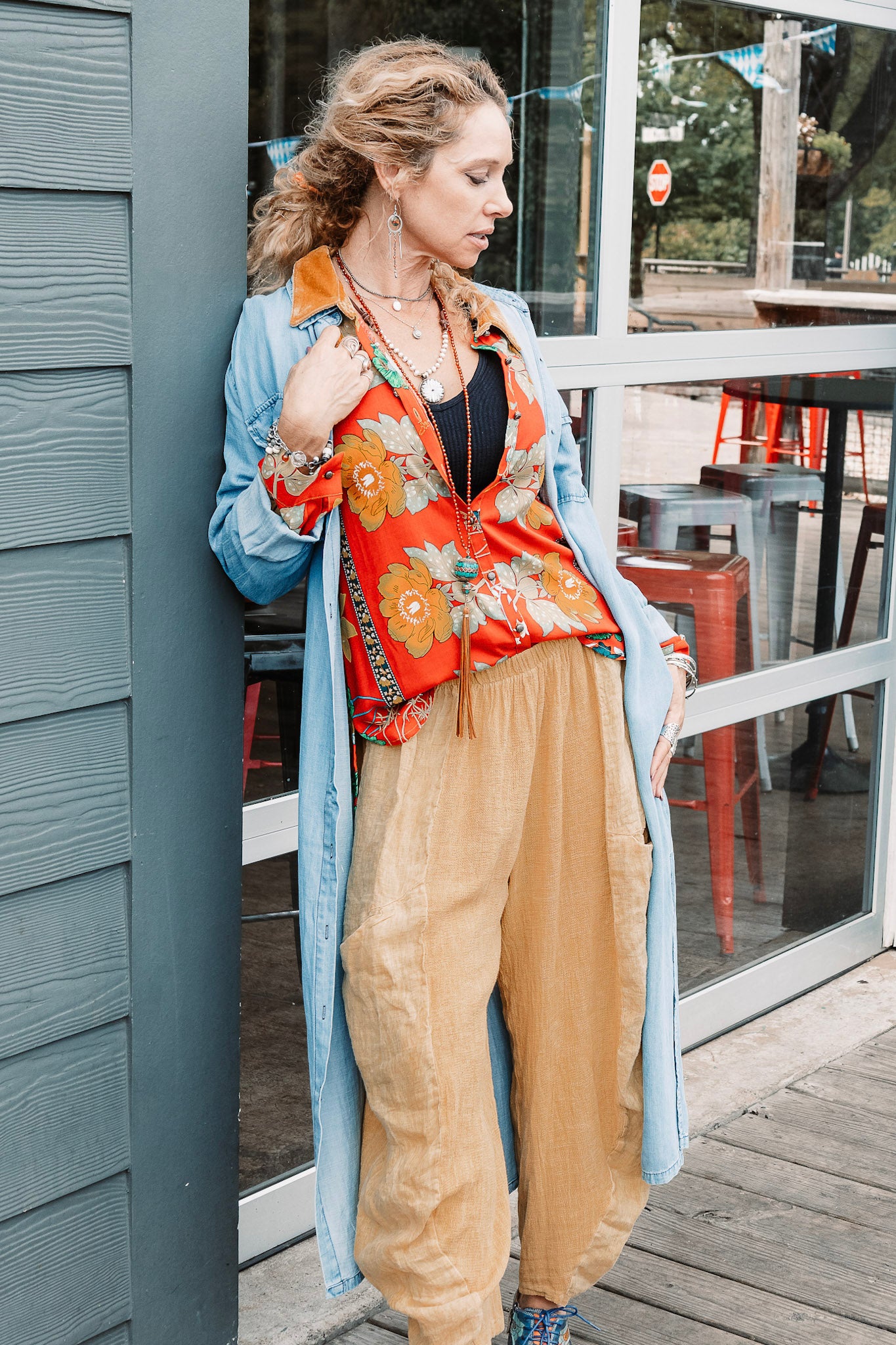The Danni Shirt-Dress in Light Wash - SpiritedBoutiques Boho Hippie Boutique Style Dress, BIZ