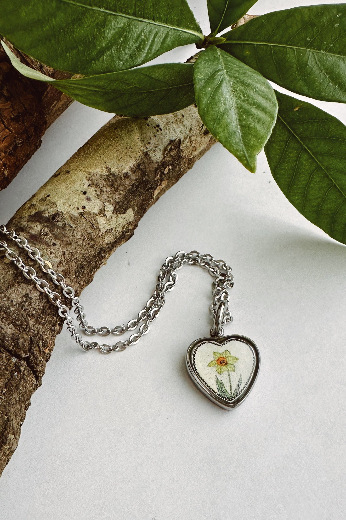 Spirit Lala: Birth Flower Heart Charm Necklace - SpiritedBoutiques Boho Hippie Boutique Style Necklace, Spirit Lala