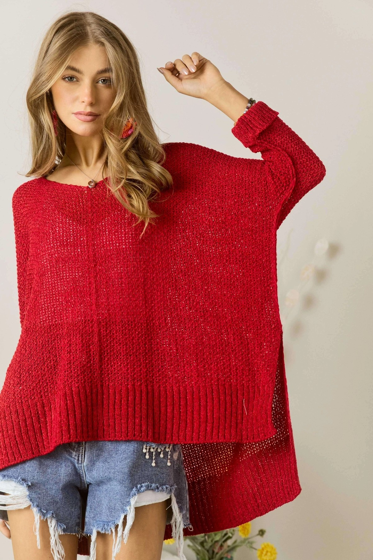 The Sally Sweater in Red