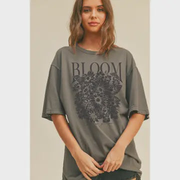 Bloom As You Are Tee in Charcoal