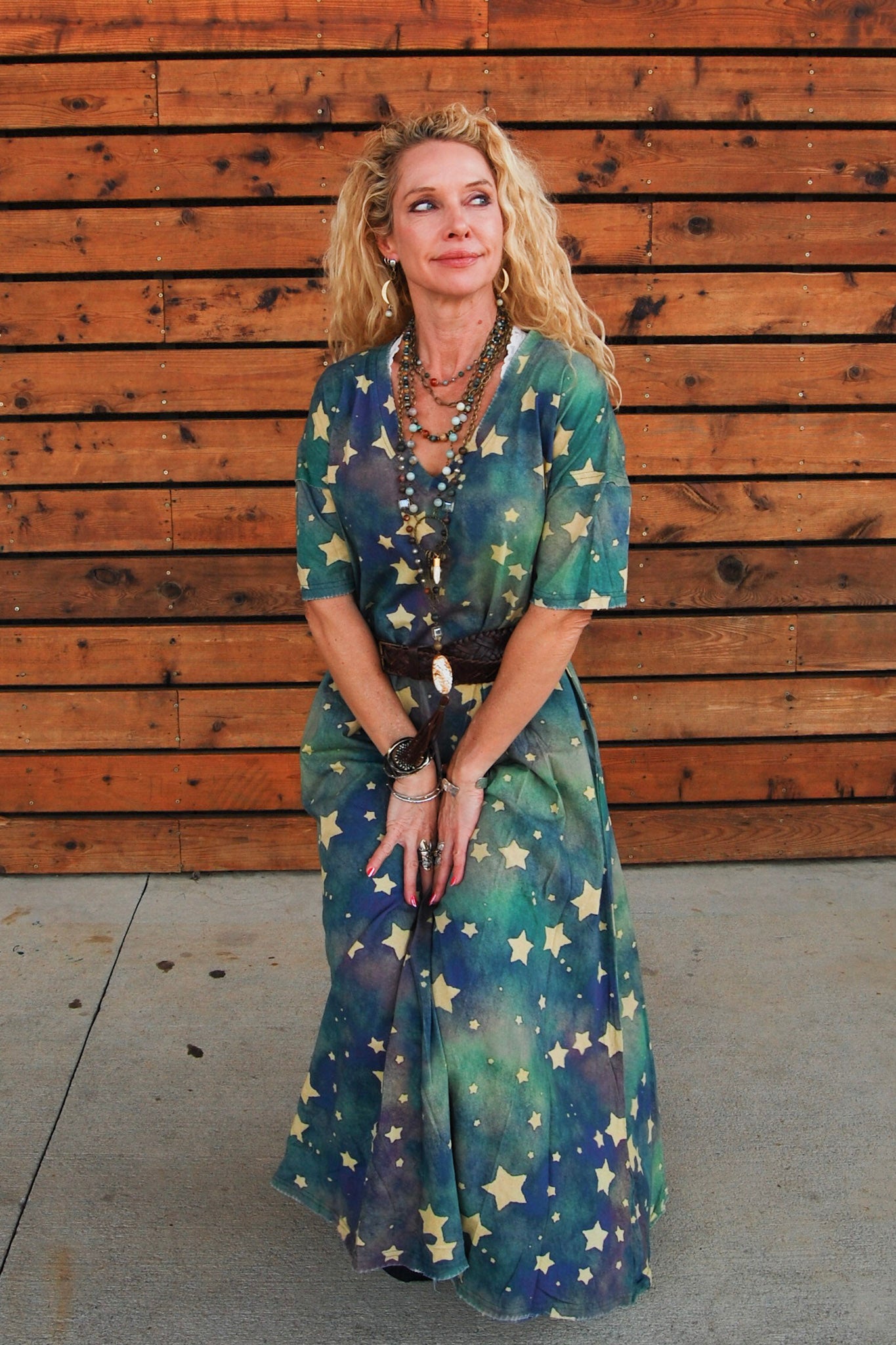 FINAL SALE Star Gazing Dress In Blue Fade