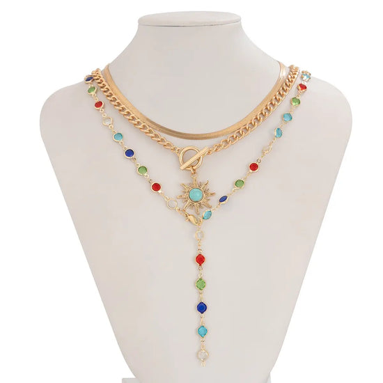 Colorful Sun Layering Necklace