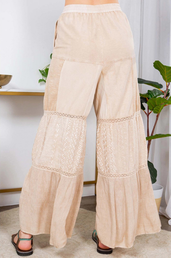 Patchwork Delight Pants in Latte