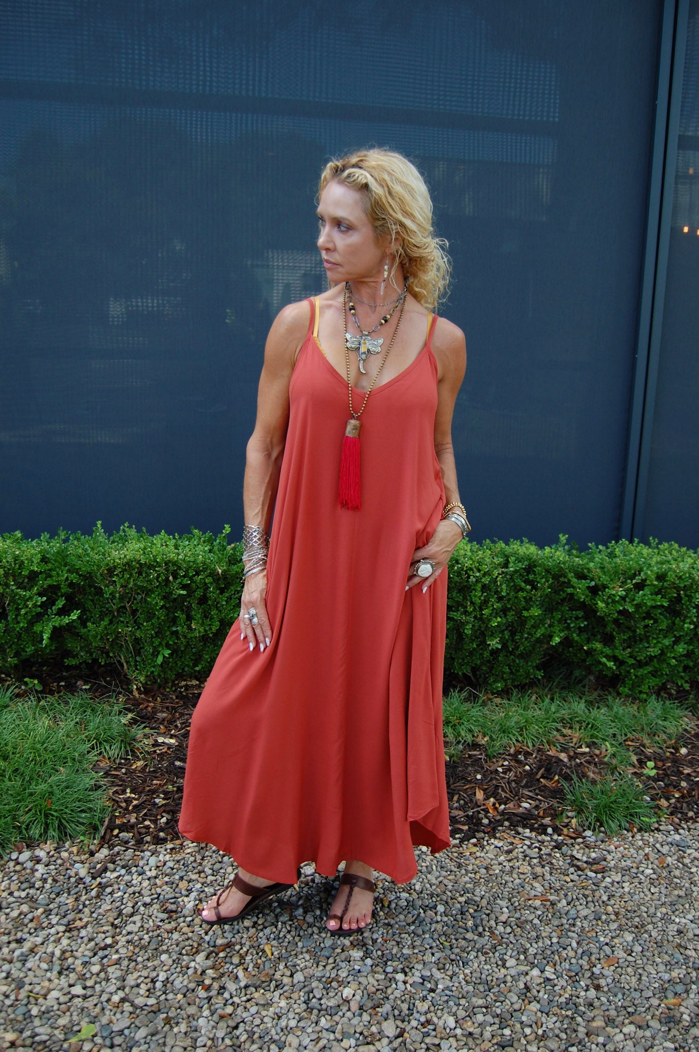 The Arc Midi Dress in Rust