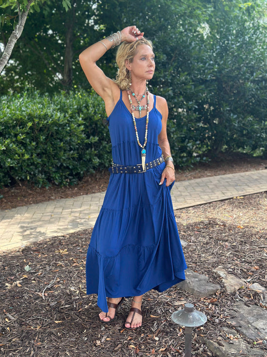 The Juliette Tiered Dress in Light Navy