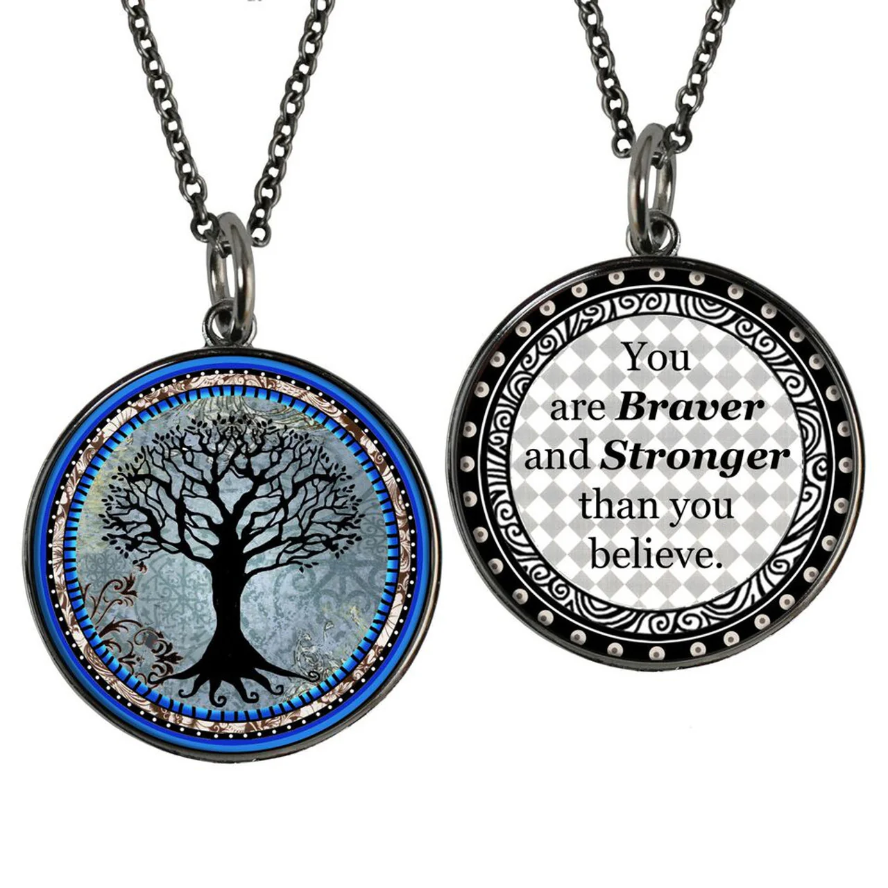 Spirit Lala: Tree of Life Dark Blue Pendant Necklace