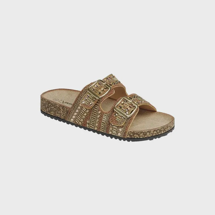 Studded Sandals in Gold