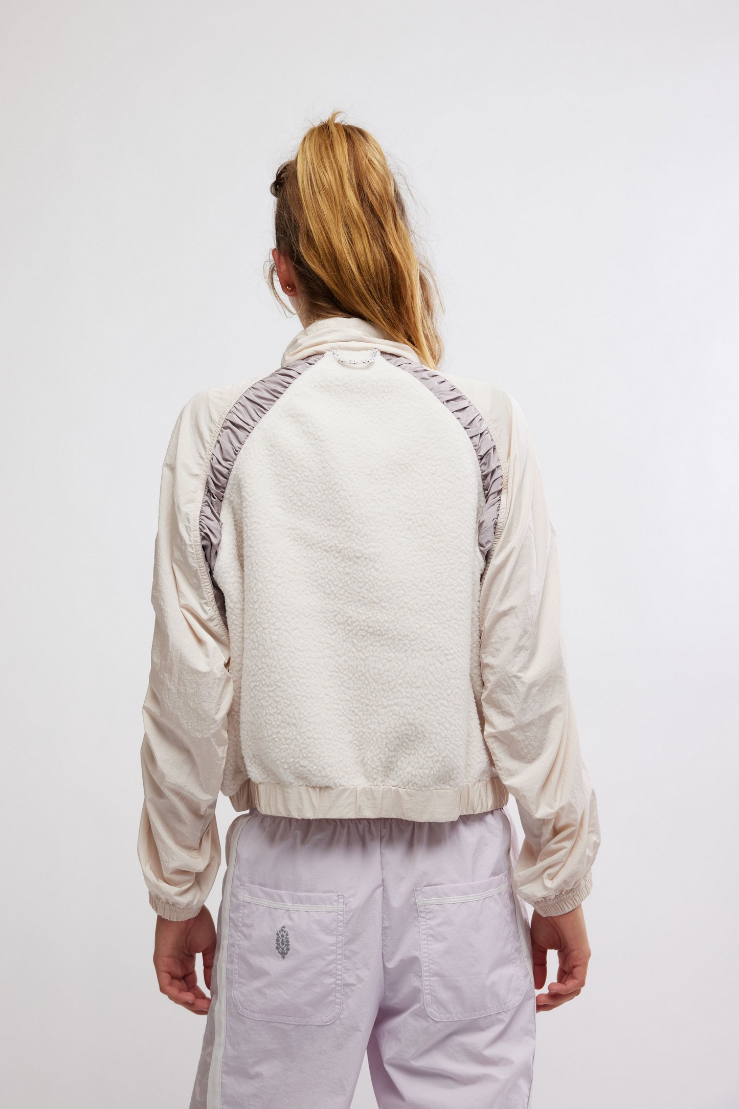 Free People - Amelia Zip Up Fleece in Bleached Clay/Oyster