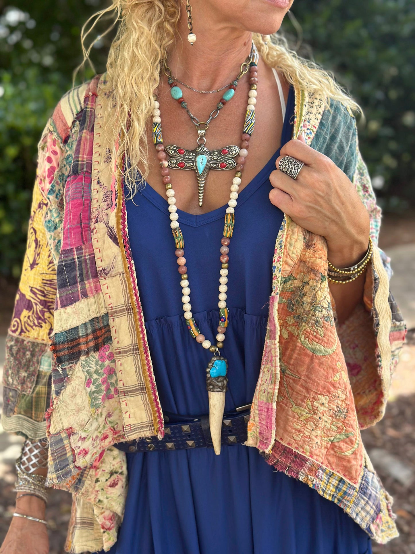 The Soldered Horn Necklace in Brown Mix