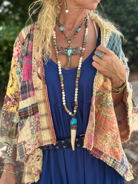 Patchwork Dekker Kimono in Madras Calico