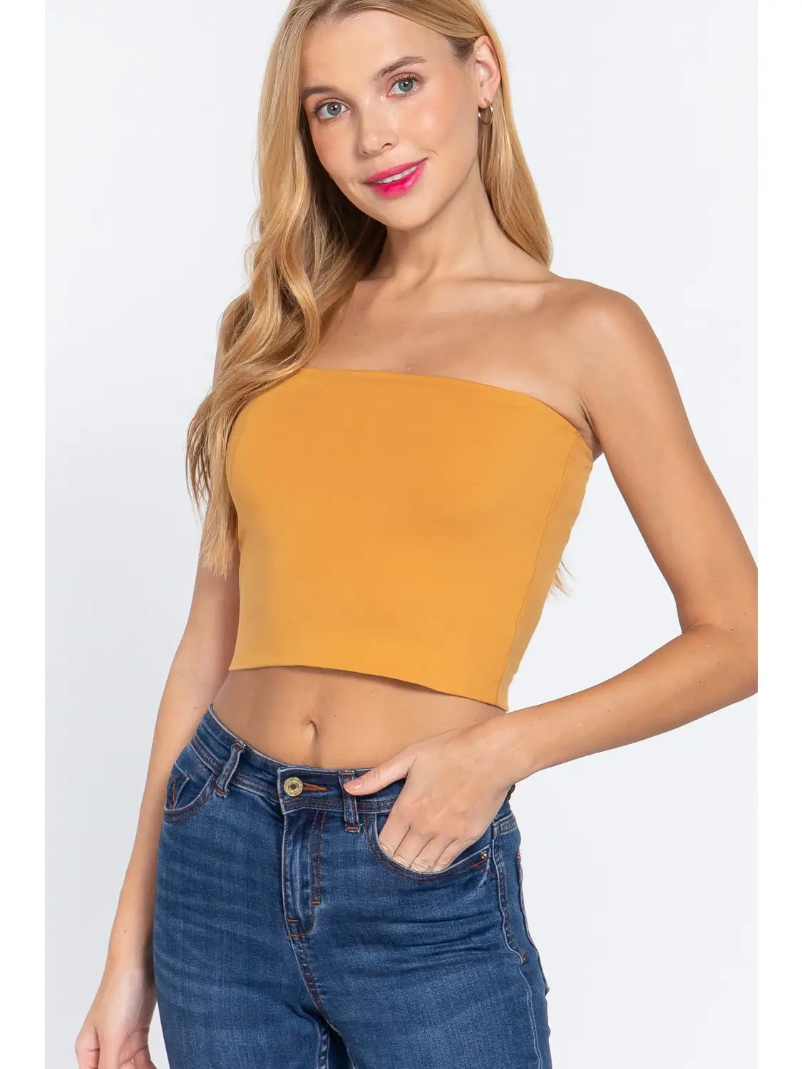 The Juno Tube Top in Vintage Mustard