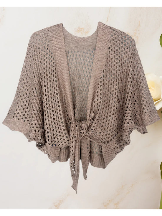 The Mandy Metallic Cardigan in Mocha