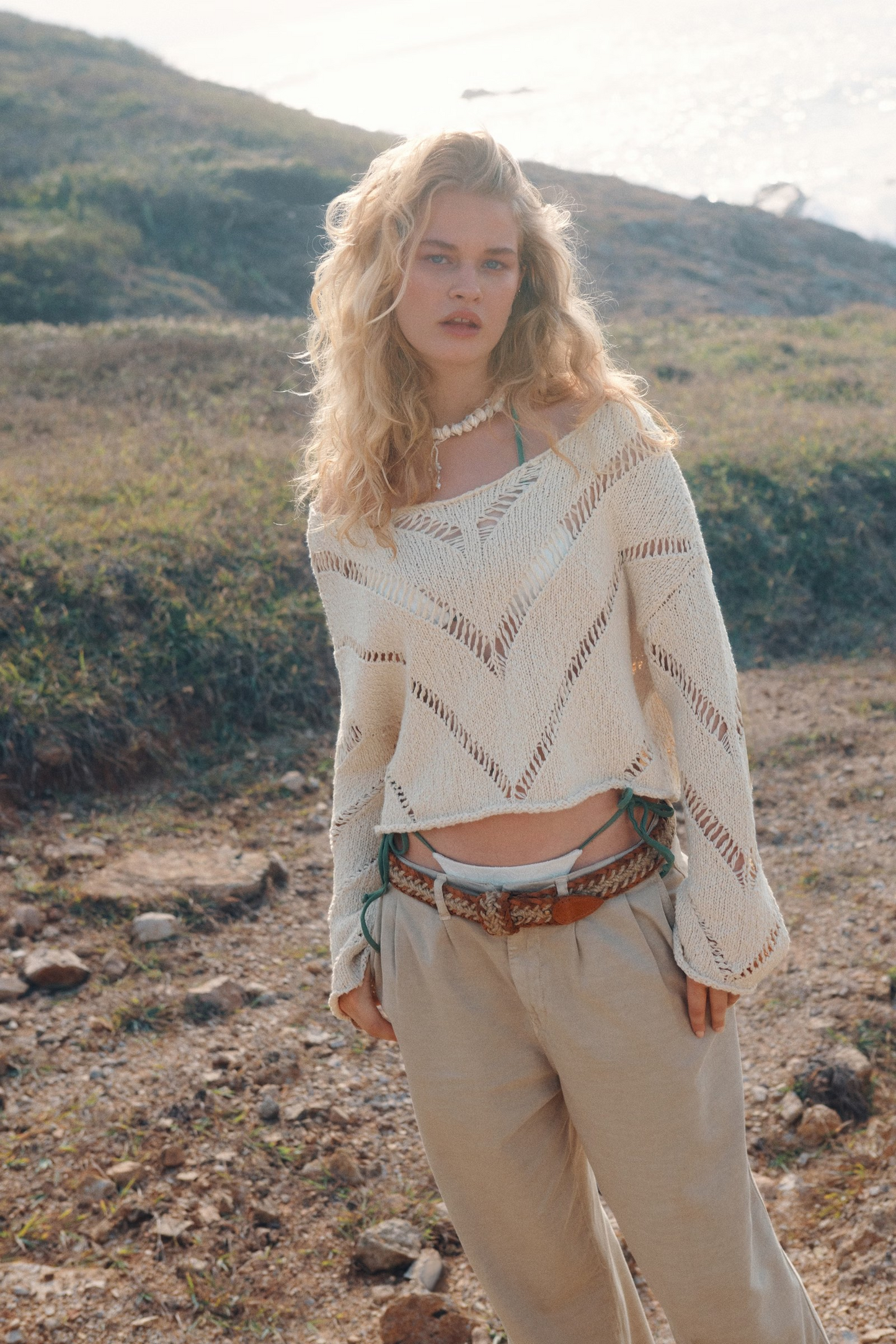 Free People - Hayley Sweater in Cream Combo