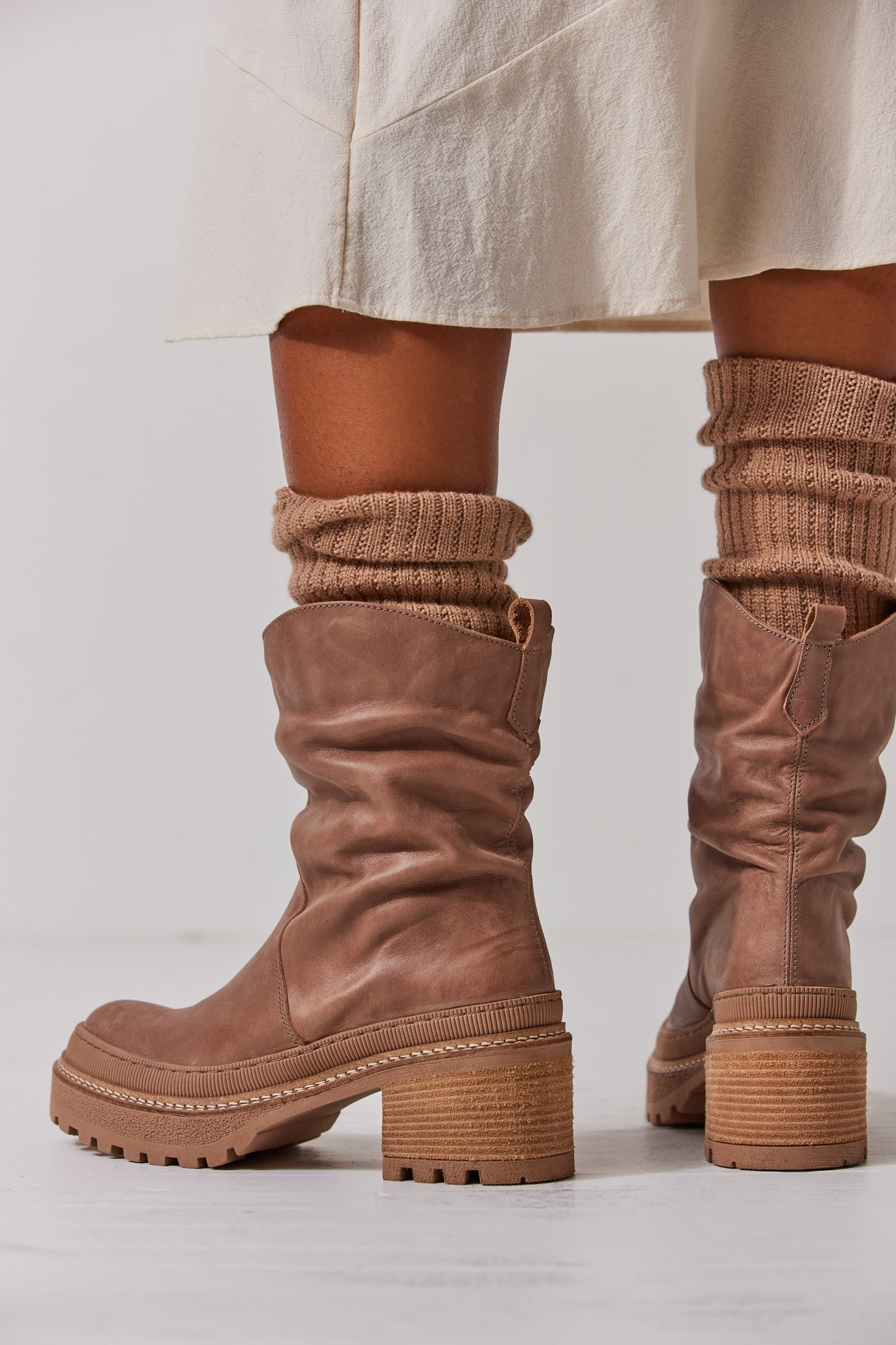 Free People - Mel Slouch Boot in Hazelnut Leather