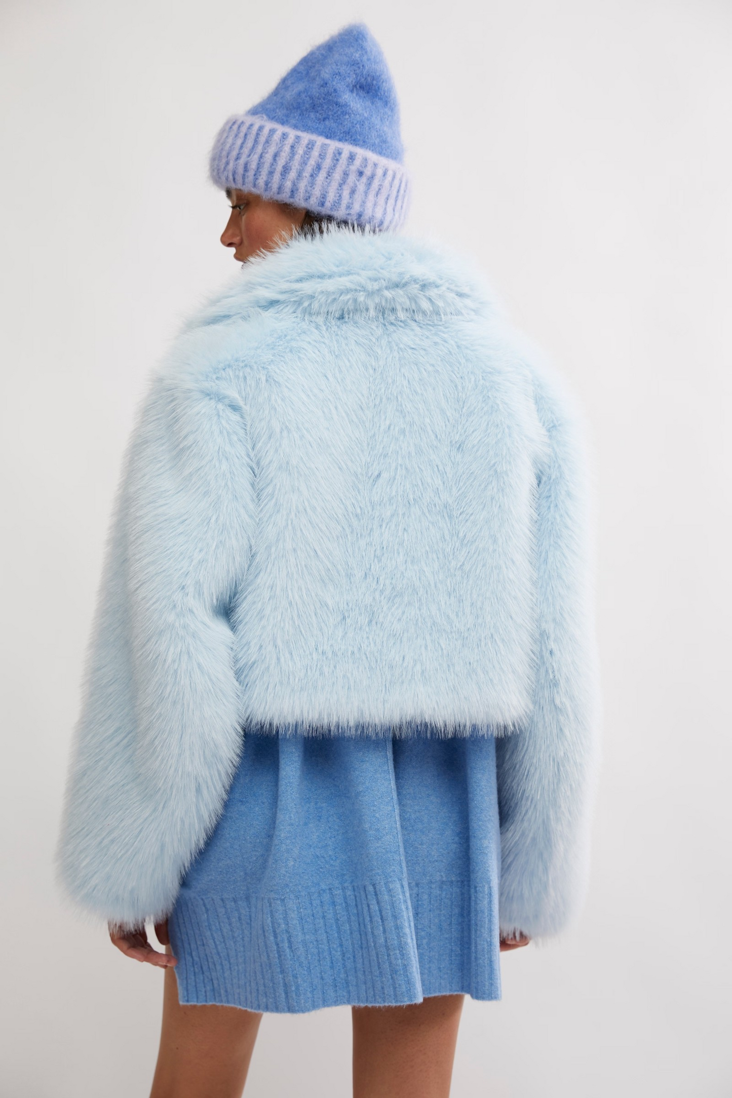 Free People - Paris Cropped Fur Coat in Ice Water