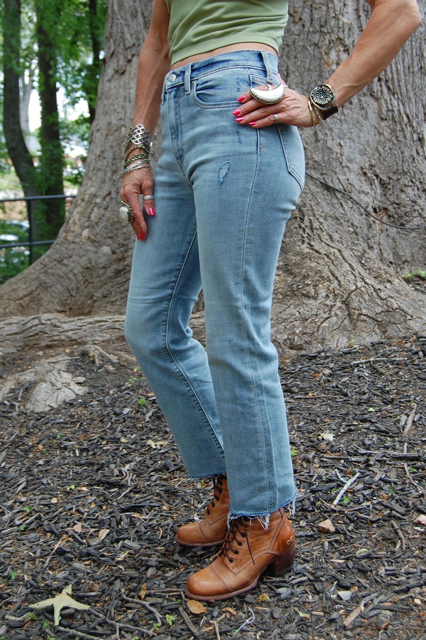 Shy Girl High Rise Flares in Player