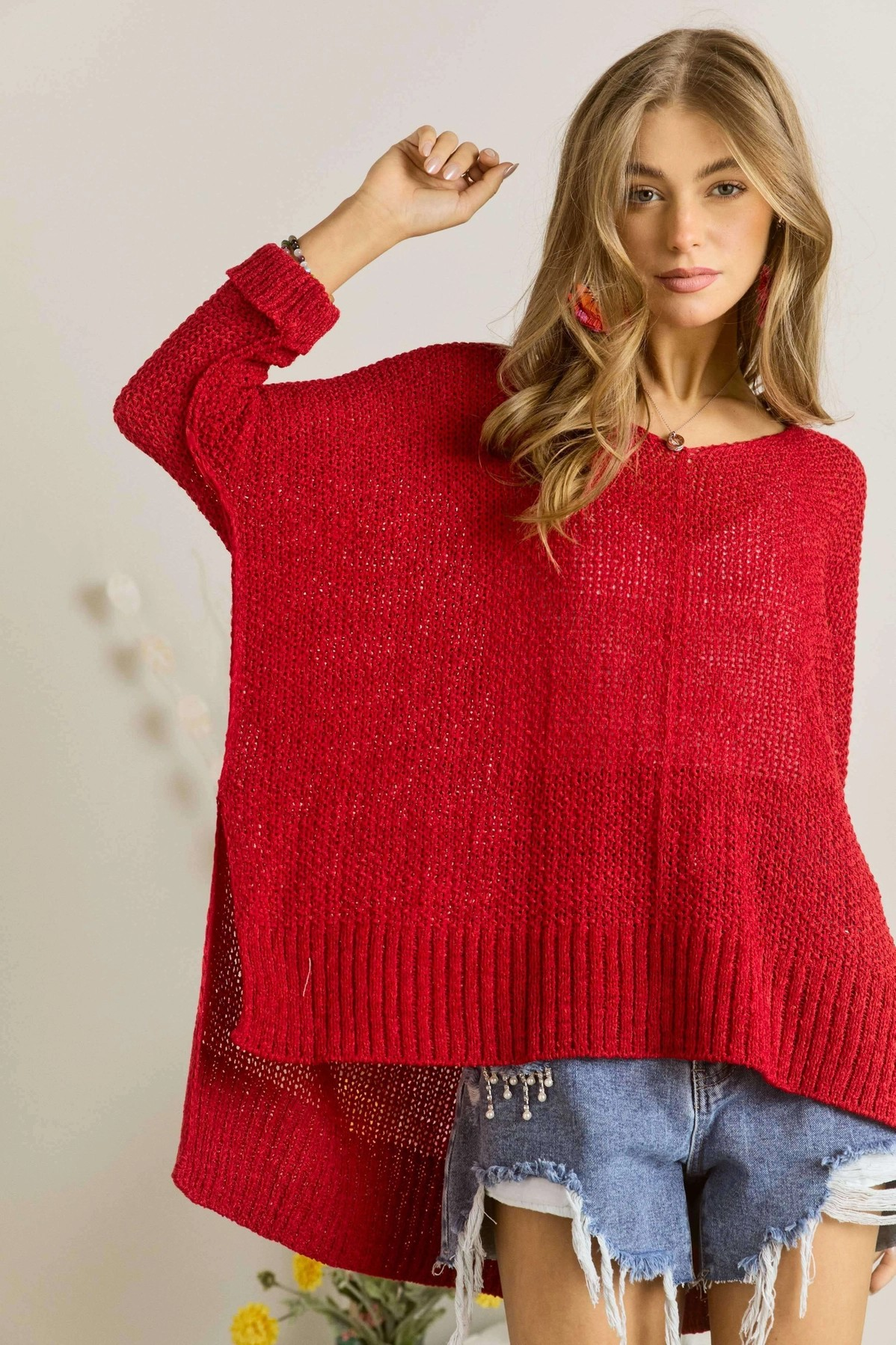 The Sally Sweater in Red